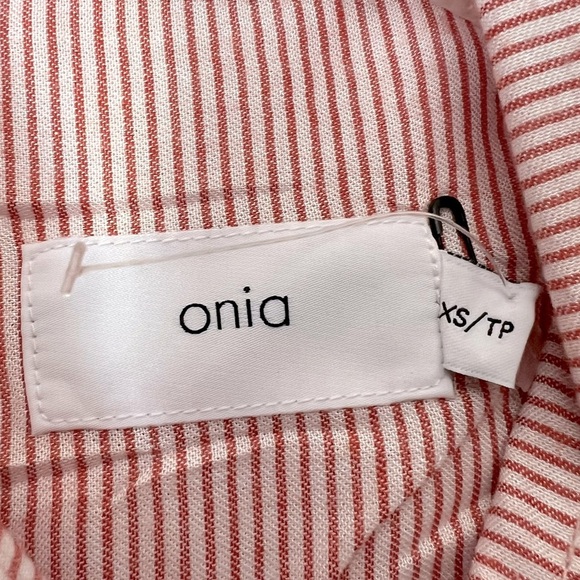 onia Red and White Striped Button Up Shirt Dress Pockets Coastal Beachy Summer - Picture 3 of 13